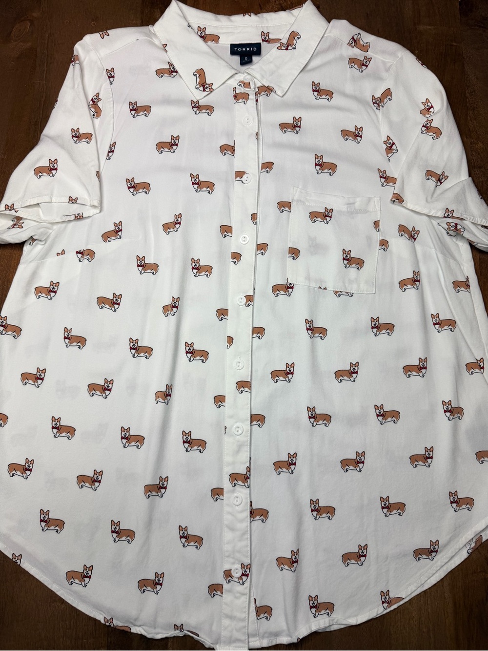 torrid White Corgi Print Button-Down Shirt